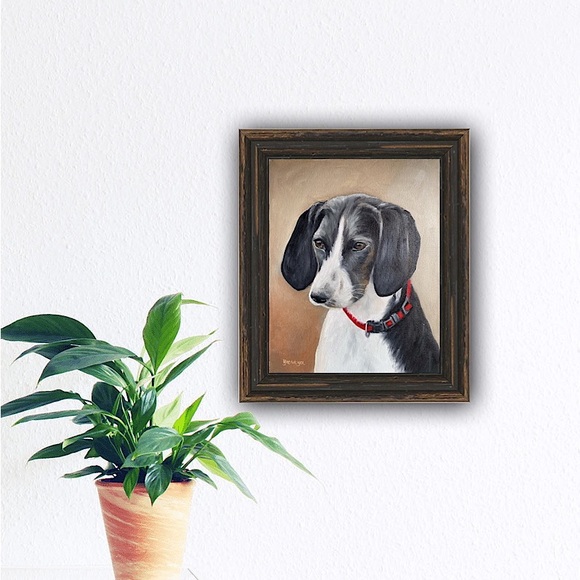 Original Oil Painting Signed custom animal portraits dog painting hound - Picture 3 of 5